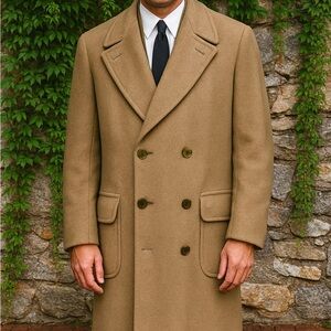 VINTAGE DAKS Camel Hair Double-Breasted Overcoat, 40-42R